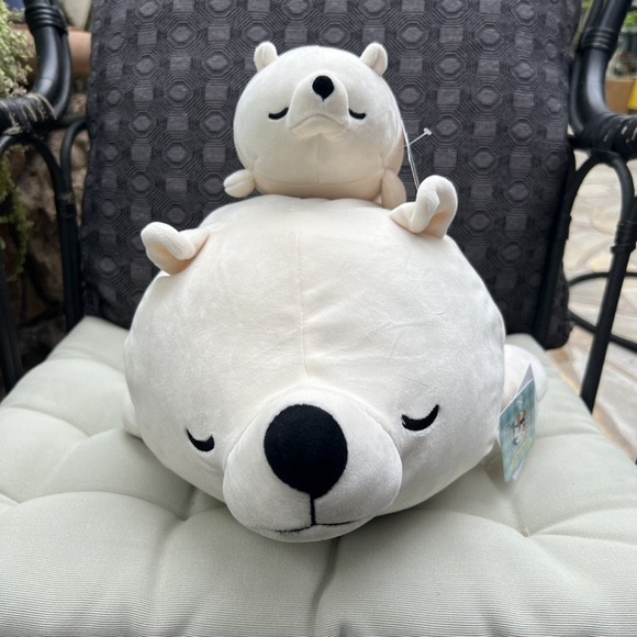 NWT bundle Marshmallow Animal bolster cushion Nemunemu polar bear white - Picture 1 of 8